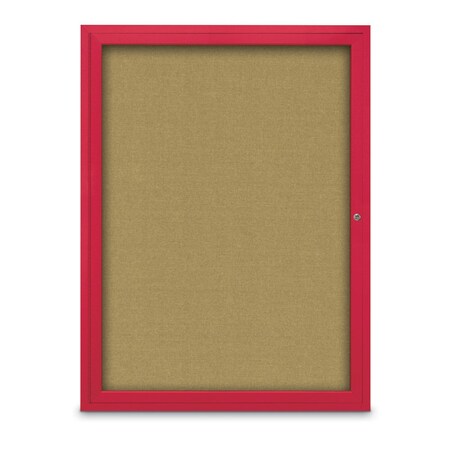 United Visual Products Slim Enclosed Corkboard, 18"x24", White Alum Frame/Apricot UVEB1824-WHITE-APRICOT